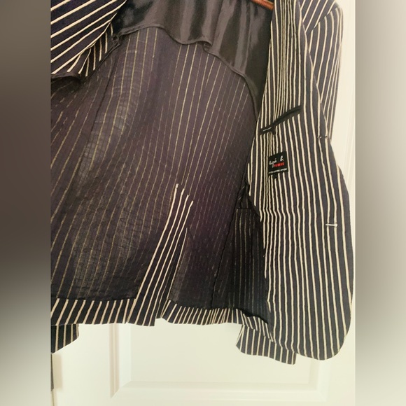 Agnès b. reverse seersucker navy blazer men’s 48 (runs small) - Picture 5 of 6